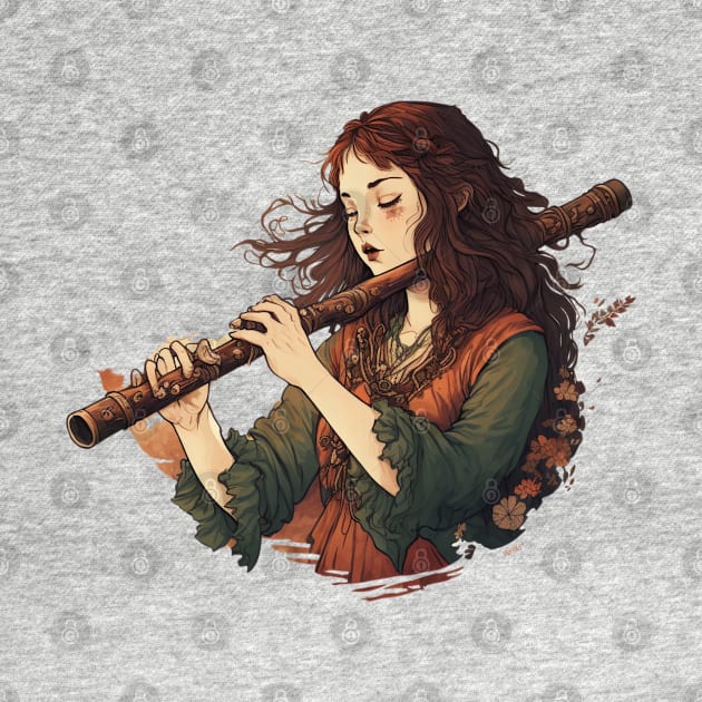 musical instrument | beautiful girl with flute by A&A